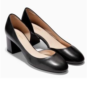 Cole Haan Daina D’Orsay Black Leather Block Heels